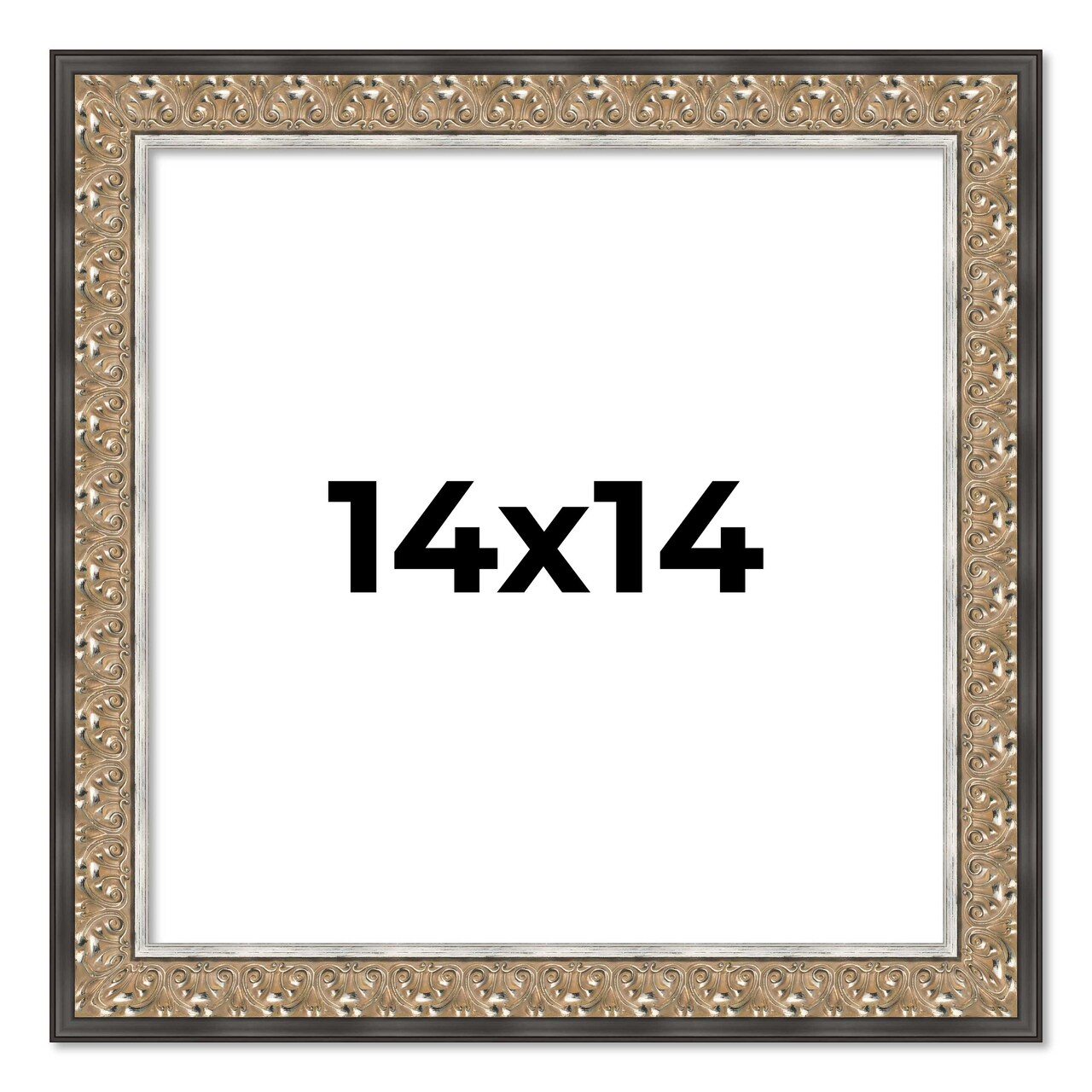 Square Ornate Silver Picture Frame - UV Acrylic, Foam Board Backing, Hanging Hardware